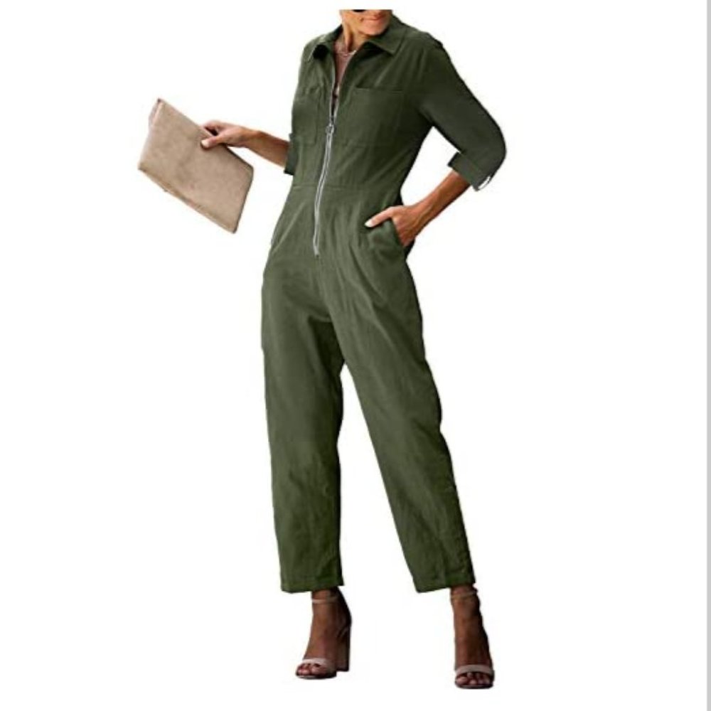 EST.1946 Collared Olive Utility Jumpsuit - XL